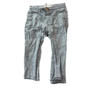 Zara BabyBoy SZ‎ 18-24M Linen-Style Blue/Gray Long Pants Breathable Lightweight